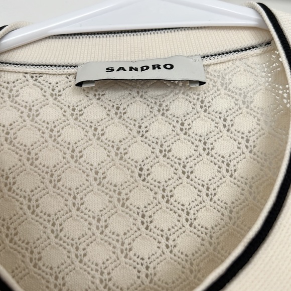 Sandro White and Black Striped Cardigan Size 3 - Picture 4 of 6